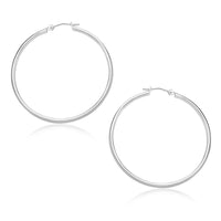 14k White Gold Polished Hoop Earrings (1.5x30mm) - Forever in Harmony