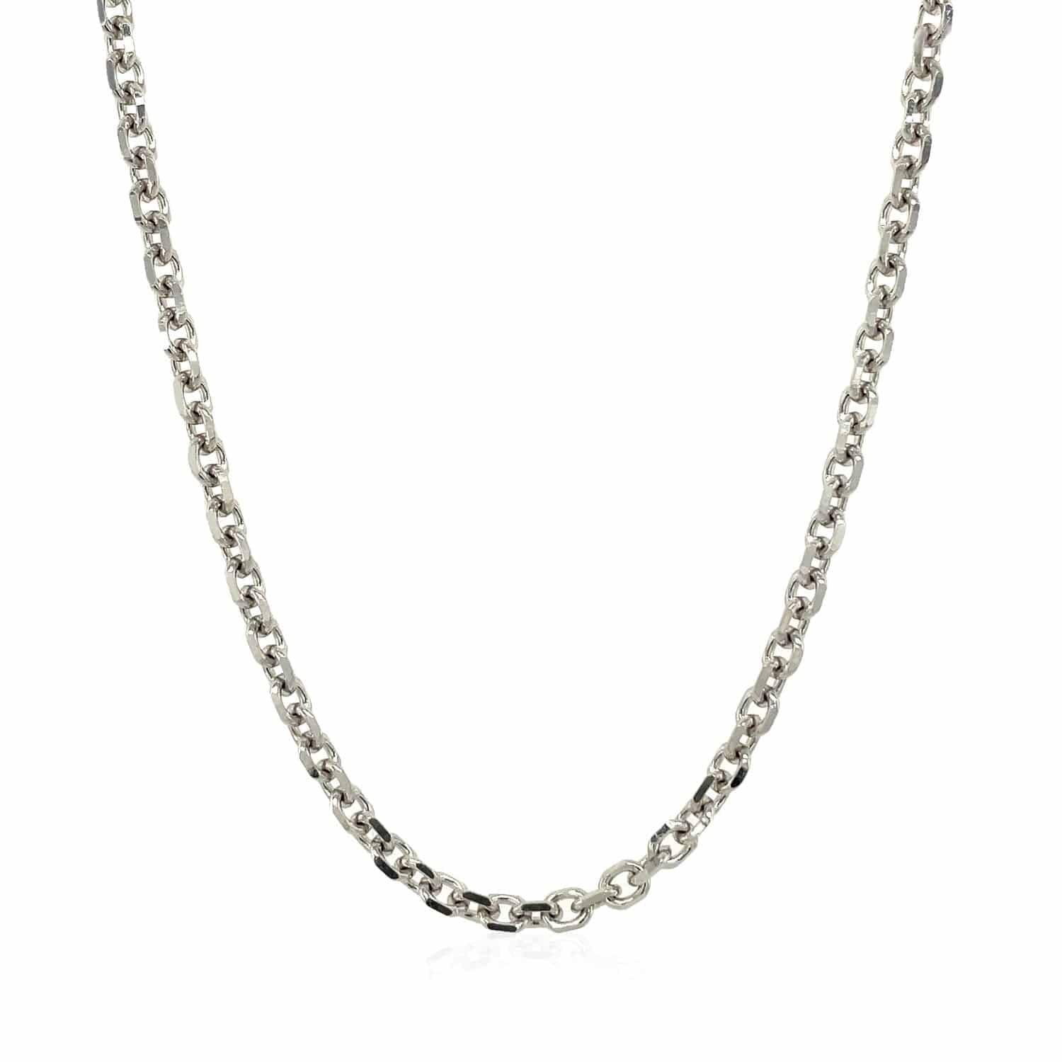 14k White Gold Diamond Cut Cable Link Chain (2.90 mm) |