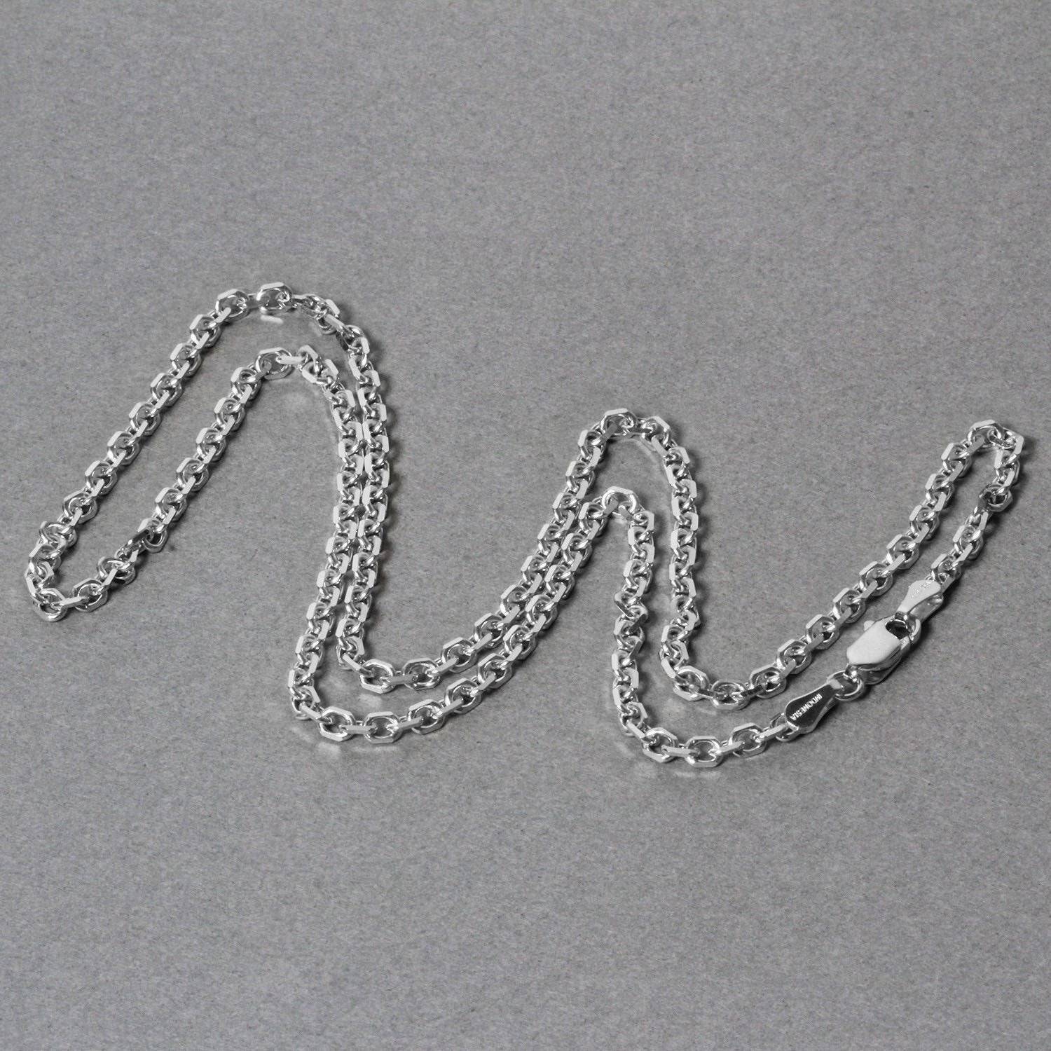 14k White Gold Diamond Cut Cable Link Chain (2.90 mm) | - Forever in Harmony