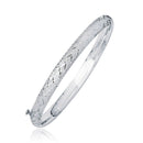 14k White Gold Weave Diamond Cut Dome Children's Bangle | - Forever in Harmony