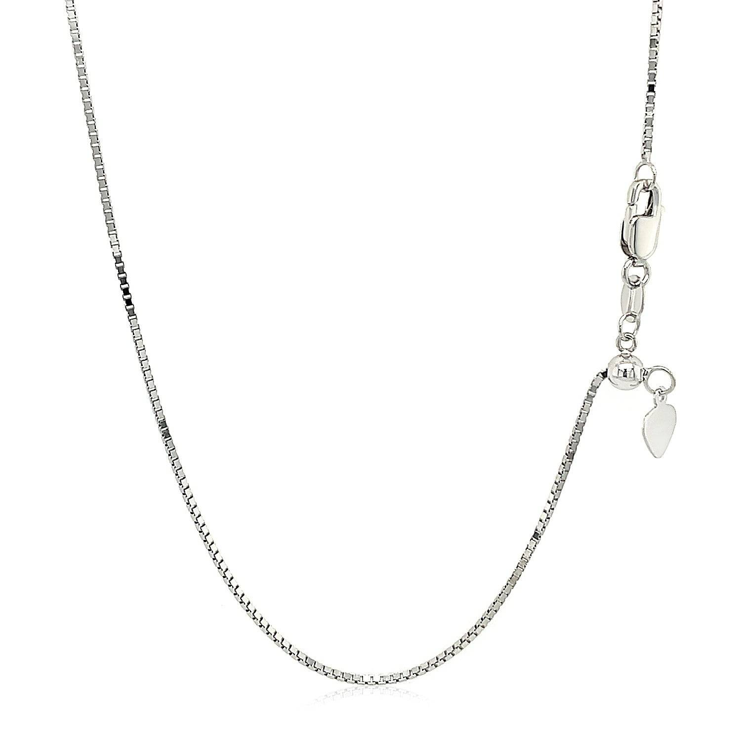 10k White Gold Adjustable Box Chain (0.85 mm) - Forever in Harmony