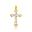 14k Two Tone Gold Diamond Cut Cross Pendant - Forever in Harmony