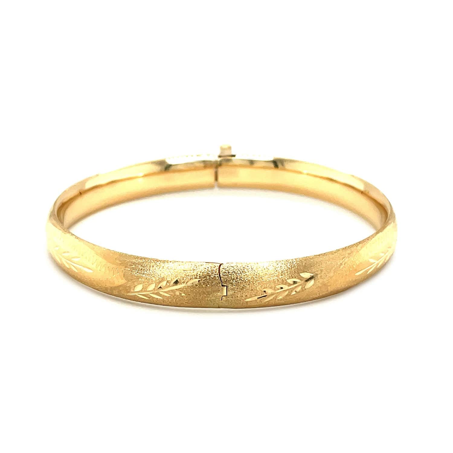 Classic Floral Carved Bangle in 14k Yellow Gold (8.00 mm) |