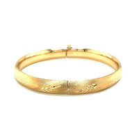 Classic Floral Carved Bangle in 14k Yellow Gold (8.00 mm) | - Forever in Harmony