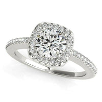 14k White Gold Pave Style Slim Shank Diamond Engagement Ring (1 1/8 cttw) - Forever in Harmony