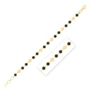 14k Yellow Gold Onyx Geometric Mirror Gem Chain Bracelet (5.00 mm) - Forever in Harmony