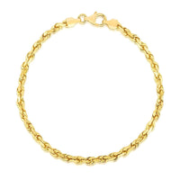 14k Yellow Gold Solid Diamond Cut Rope Bracelet (4.00 mm) | - Forever in Harmony