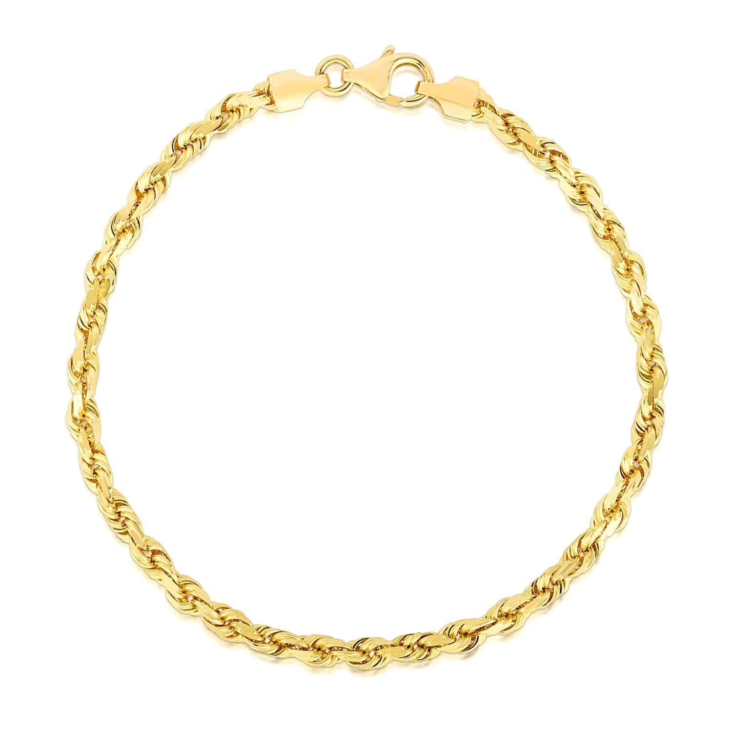 14k Yellow Gold Solid Diamond Cut Rope Bracelet (4.00 mm) |