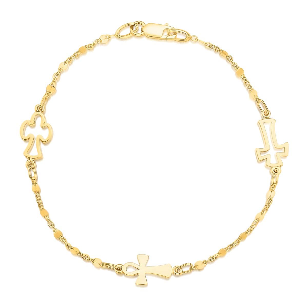 14k Yellow Gold Symbolic Cross Bracelet (6.35 mm) - Forever in Harmony