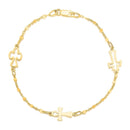 14k Yellow Gold Symbolic Cross Bracelet (6.35 mm) - Forever in Harmony