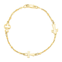 14k Yellow Gold Symbolic Cross Bracelet (6.35 mm) - Forever in Harmony