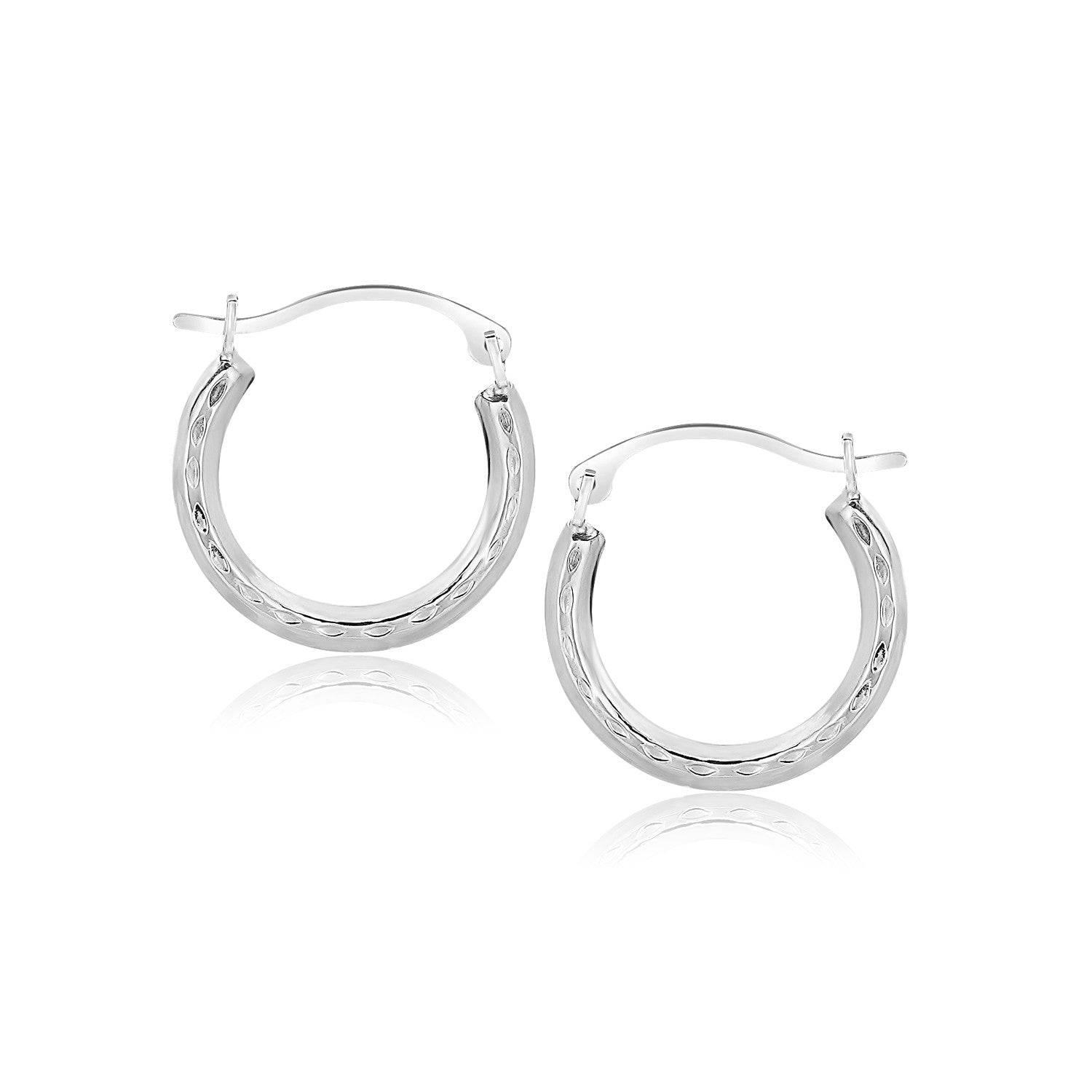 10k White Gold Fancy Hoop Earrings - Forever in Harmony