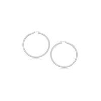 14k White Gold Polished Hoop Earrings (3x15mm) - Forever in Harmony