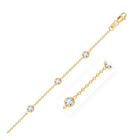 14k Yellow Gold Anklet with Round White Cubic Zirconia - Forever in Harmony