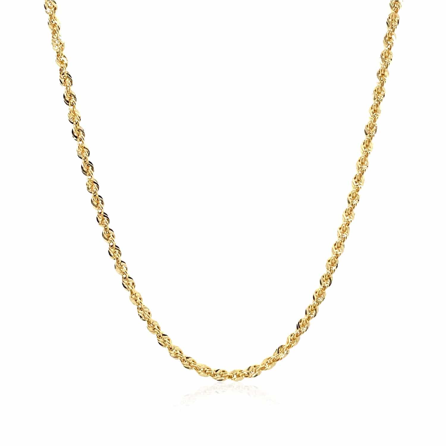 10K Yellow Gold Hollow Diamond Cut Rope Chain (2.00 mm) - Forever in Harmony