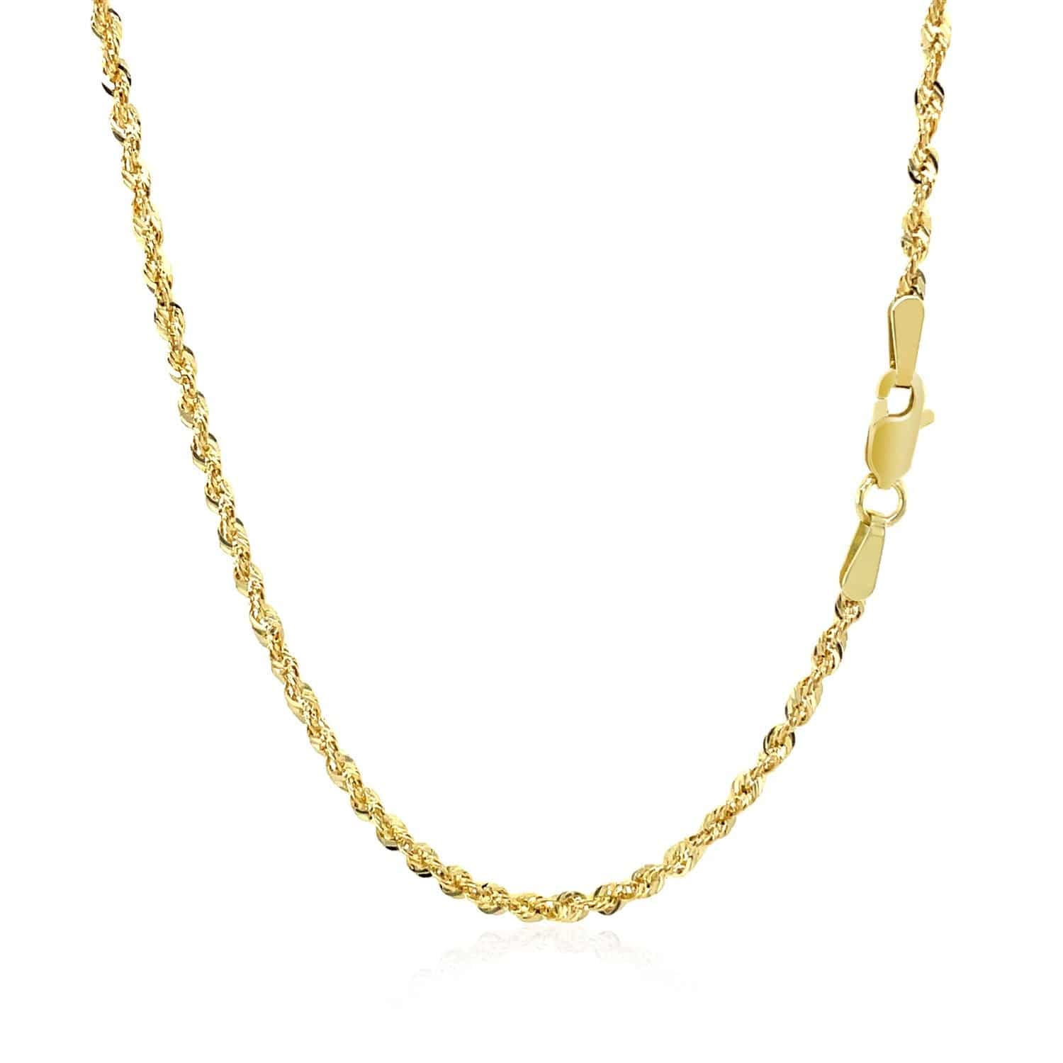 10K Yellow Gold Hollow Diamond Cut Rope Chain (2.00 mm) - Forever in Harmony