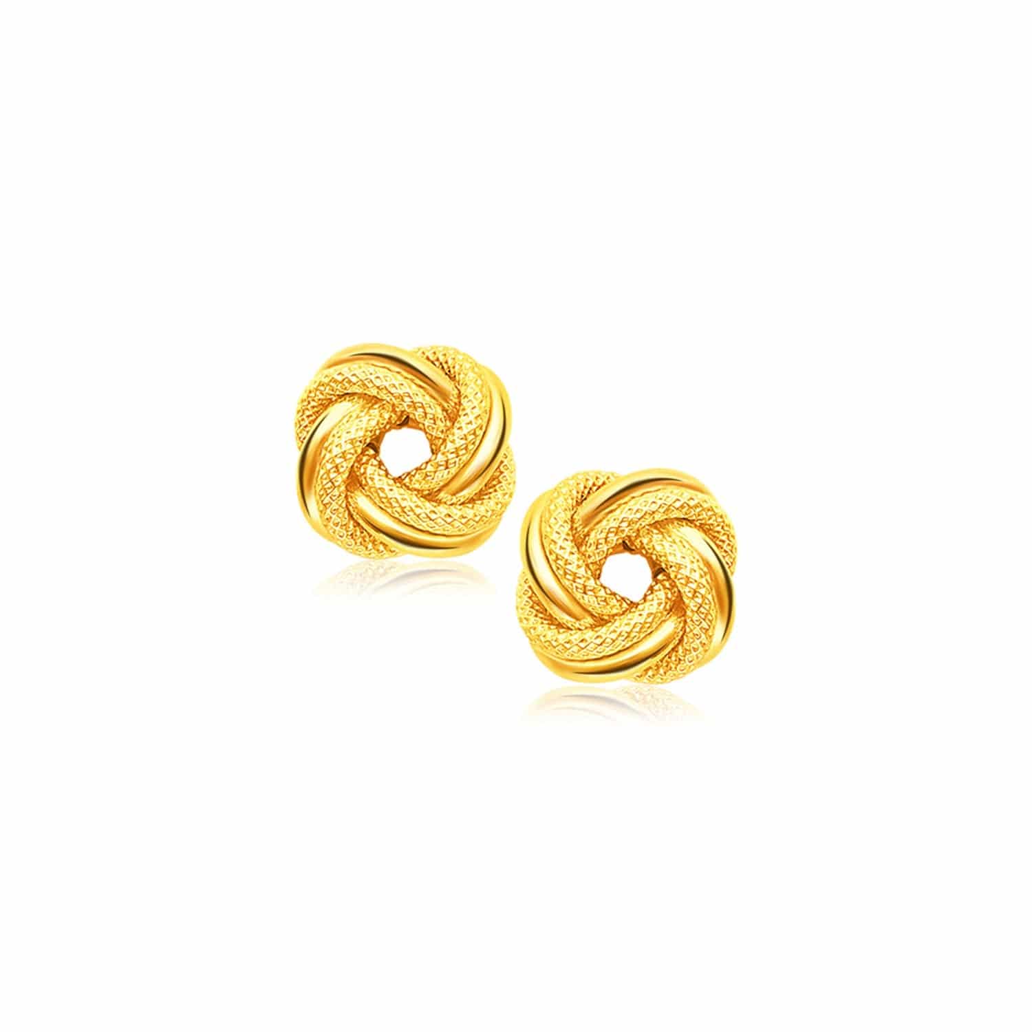 14k Yellow Gold Intertwined Love Knot Stud Earrings - Forever in Harmony