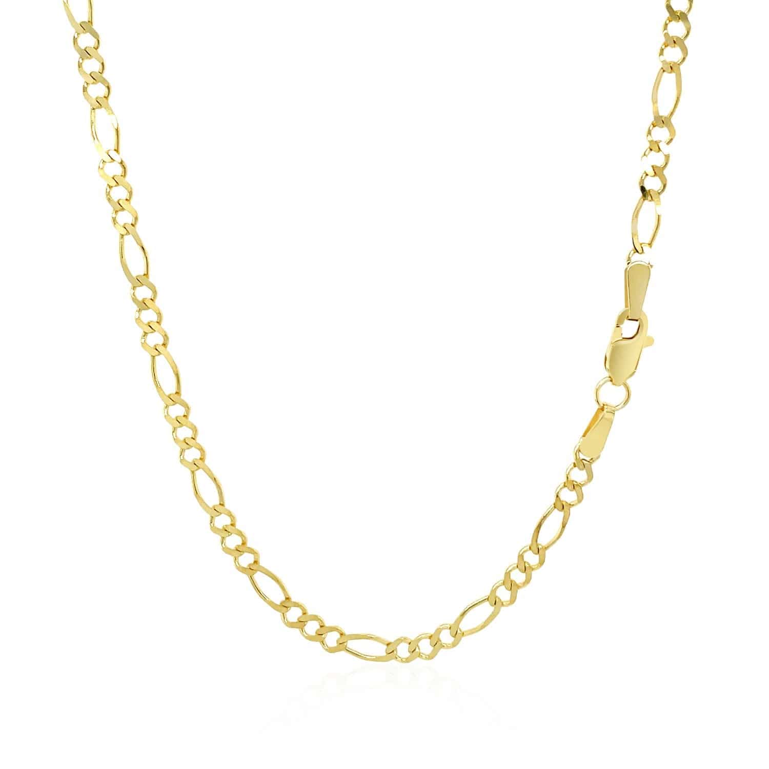 14k Yellow Gold Solid Figaro Chain (2.80 mm) - Forever in Harmony