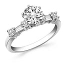 14k White Gold Engagement Ring with Round and Baguette Diamonds - Forever in Harmony