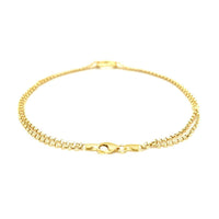 14k Yellow Gold Double Rolo Chain Anklet with an Open Heart Station - Forever in Harmony