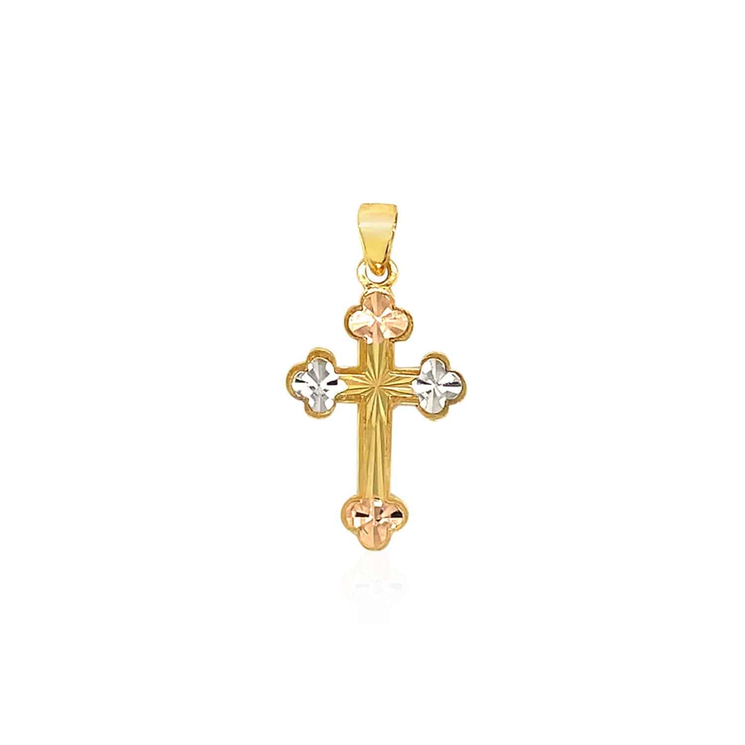 14k Tri Color Gold Cross Pendant - Forever in Harmony