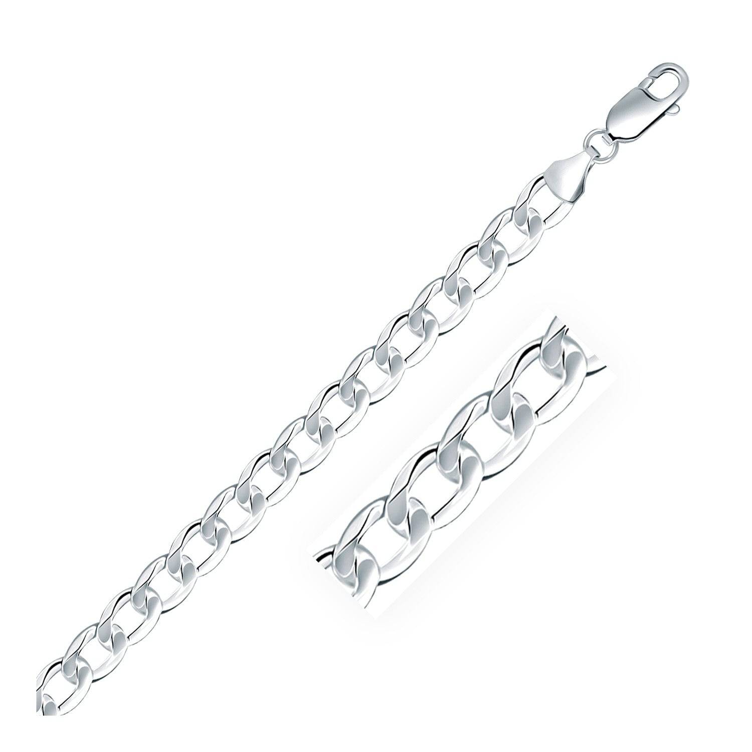 Rhodium Plated Sterling Silver Curb Style Chain (7.90 mm) - Forever in Harmony