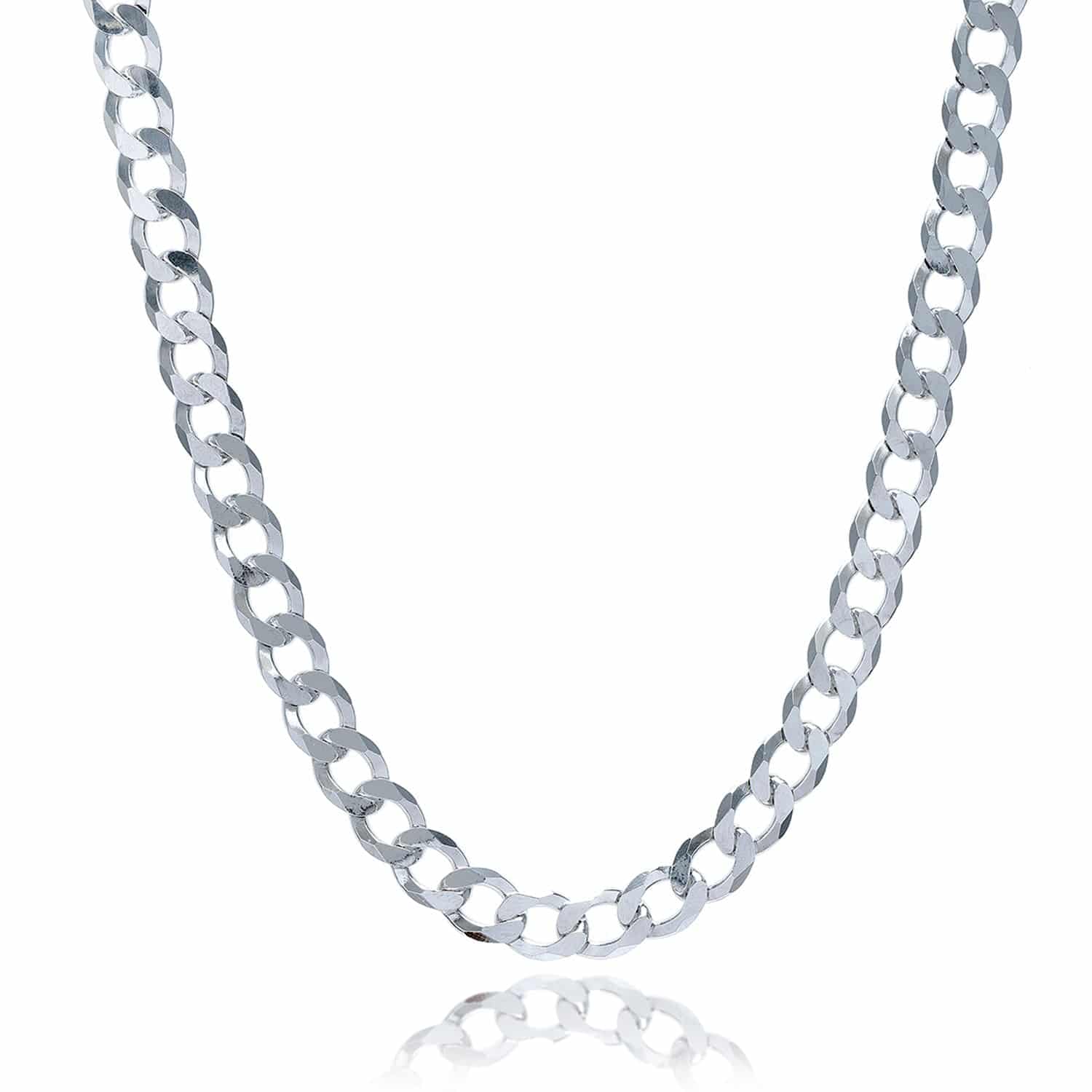 Rhodium Plated Sterling Silver Curb Style Chain (7.90 mm)