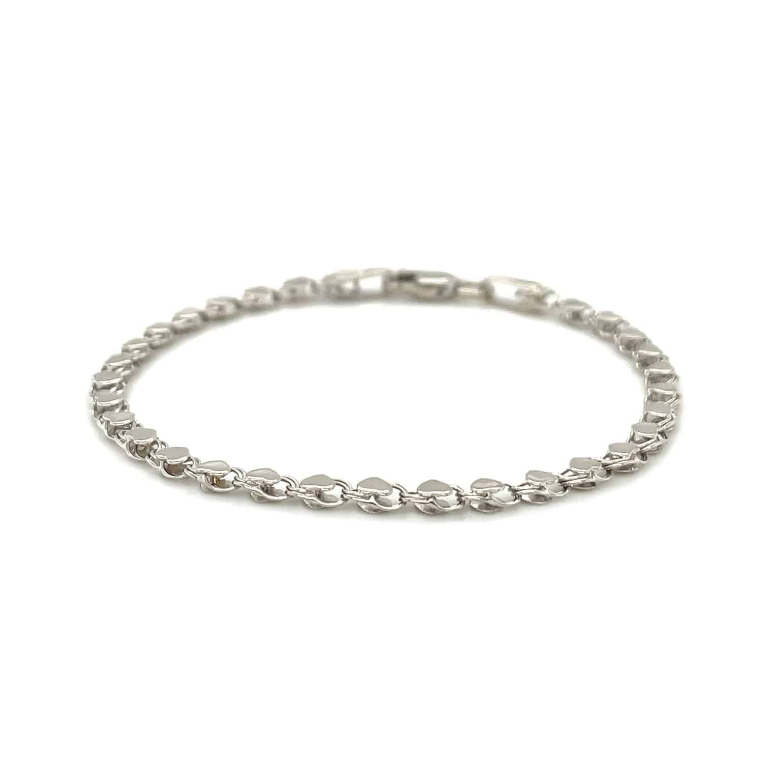 14k White Gold Heart Bracelet (3.00 mm) |