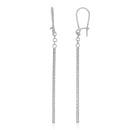 14k White Gold Long Bar Diamond Cut Drop Earrings - Forever in Harmony