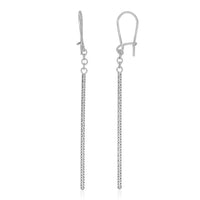 14k White Gold Long Bar Diamond Cut Drop Earrings - Forever in Harmony