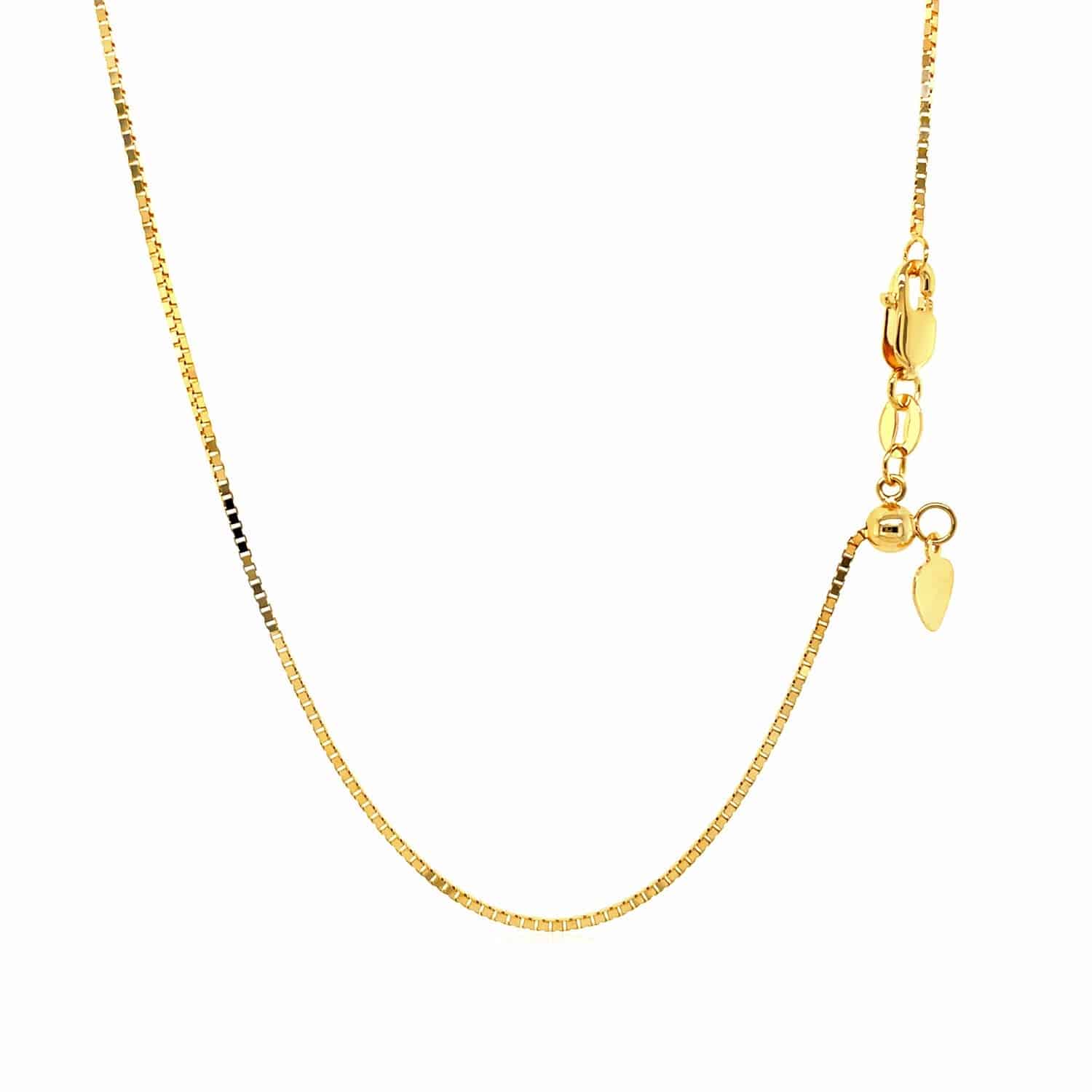 14k Yellow Gold Adjustable Box Chain (0.85 mm) | - Forever in Harmony