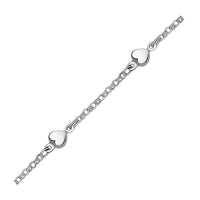 14k White Gold Anklet with Puffed Heart Design - Forever in Harmony