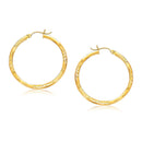 14k Yellow Gold Fancy Diamond Cut Hoop Earrings (3x35mm) - Forever in Harmony