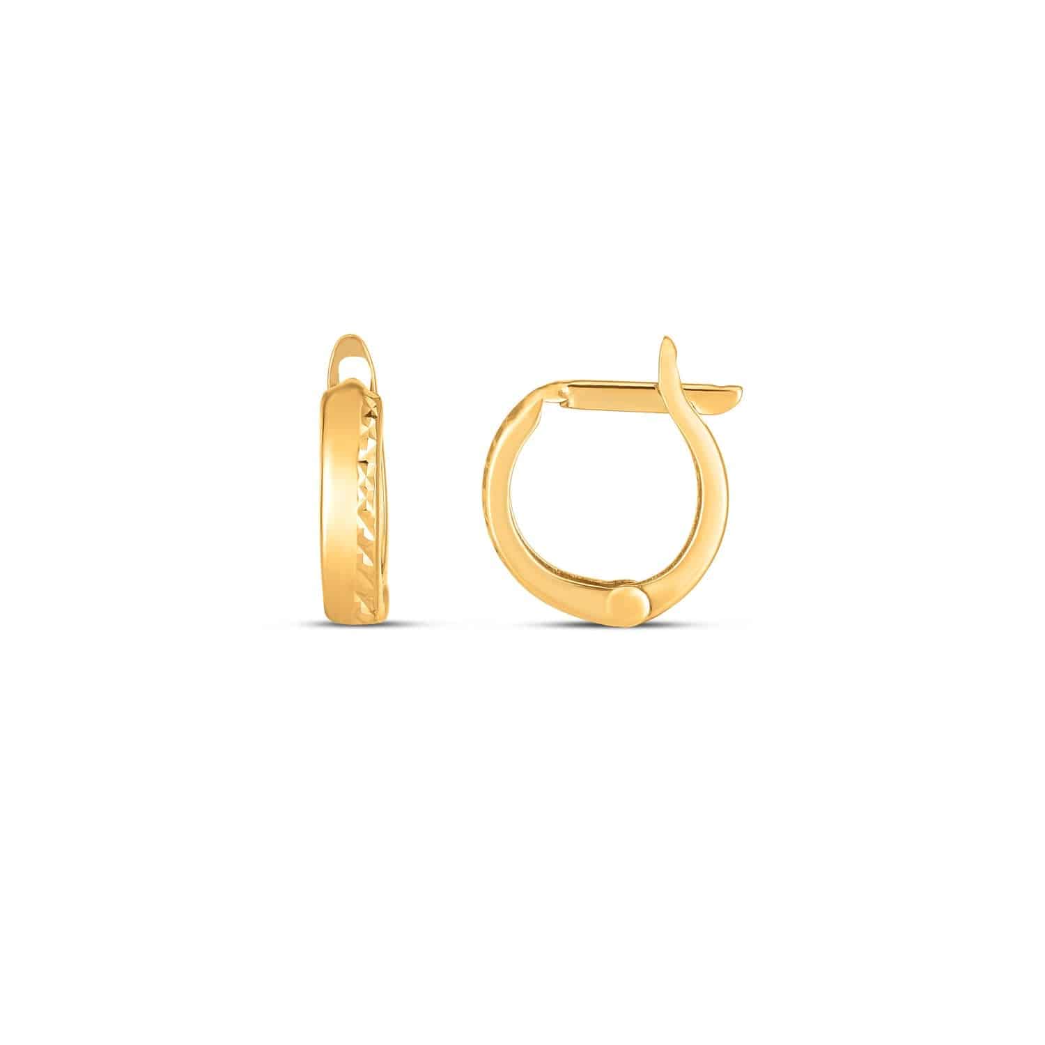 14k Yellow Gold Textured Huggie Hoops(3x10mm) - Forever in Harmony