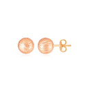 14K Rose Gold Ball Earrings with Linear Texture(5mm) - Forever in Harmony