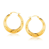 14k Yellow Gold Graduated Textured Hoop Earrings - Forever in Harmony