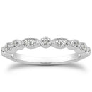 14k White Gold Vintage Look Fancy Pave Diamond Milgrain Wedding Ring Band - Forever in Harmony