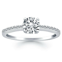 14k White Gold Engagement Ring with Pave Diamond Band - Forever in Harmony