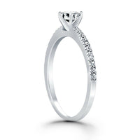 14k White Gold Engagement Ring with Pave Diamond Band - Forever in Harmony