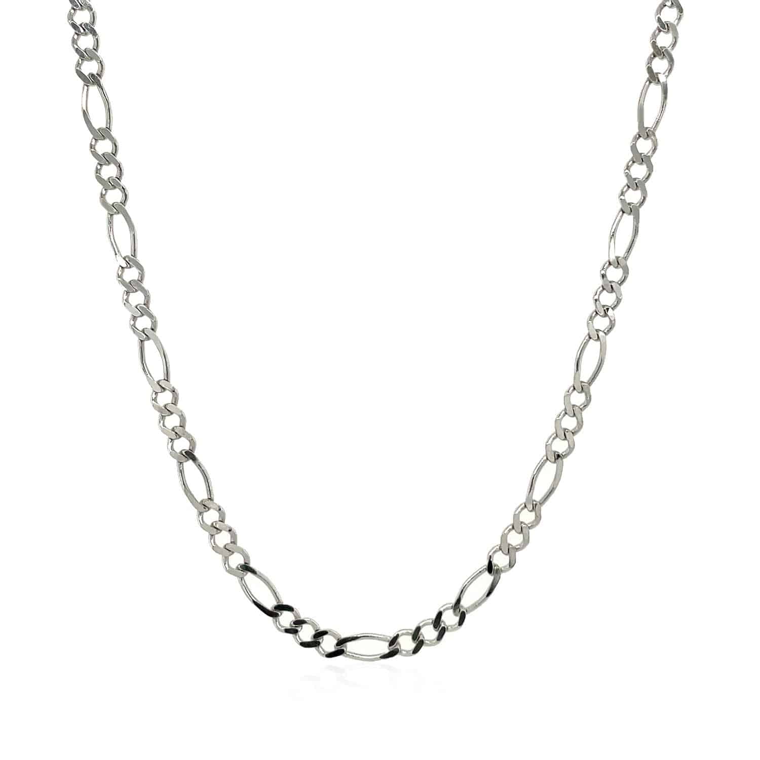 14k White Gold Solid Figaro Chain (2.60 mm) - Forever in Harmony