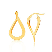 14k Yellow Gold Flat Polished Twisted Hoop Earrings - Forever in Harmony