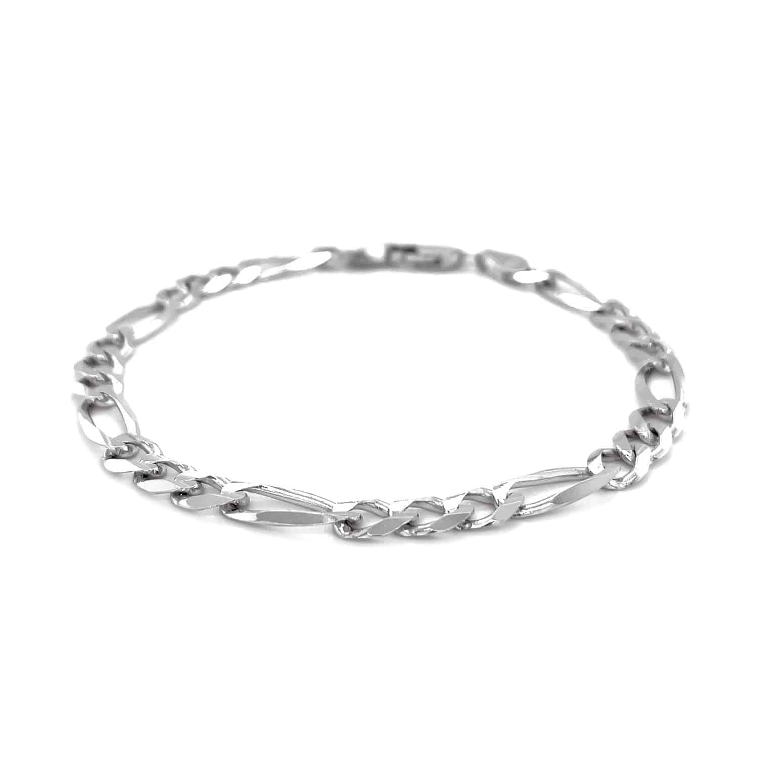 14k White Gold Solid Figaro Bracelet (6.00 mm) | - Forever in Harmony