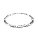 14k White Gold Solid Figaro Bracelet (6.00 mm) | - Forever in Harmony