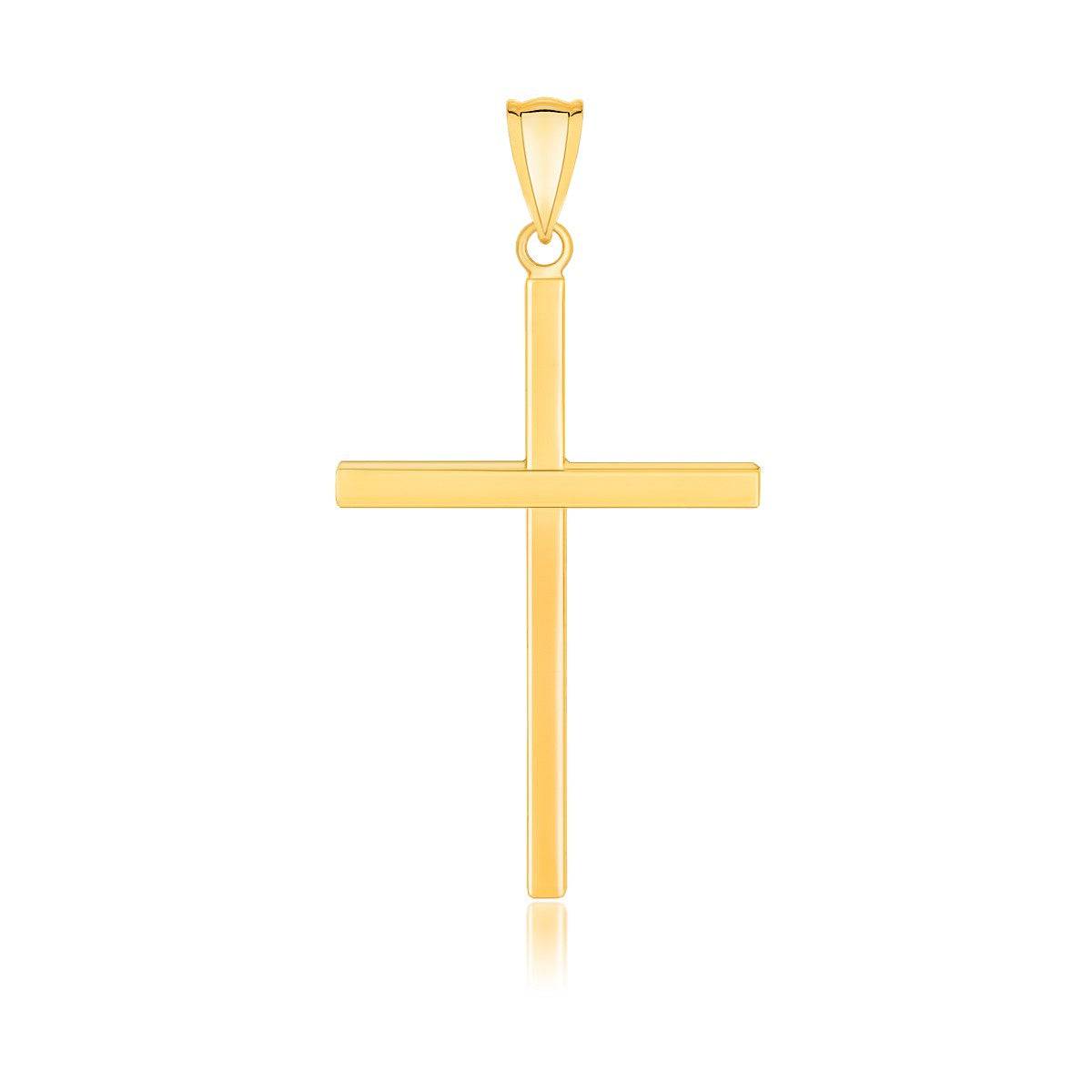 14k Yellow Gold Polished Flat Cross Pendant - Forever in Harmony