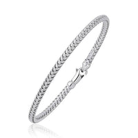 Fancy Weave Bangle in 14k White Gold (3.00 mm) | - Forever in Harmony