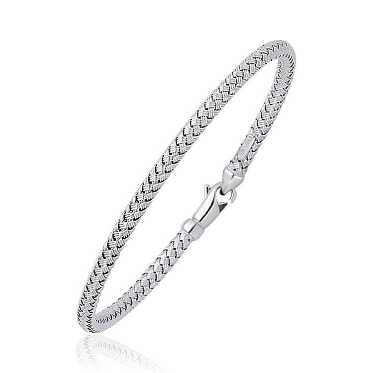 Fancy Weave Bangle in 14k White Gold (3.00 mm) |