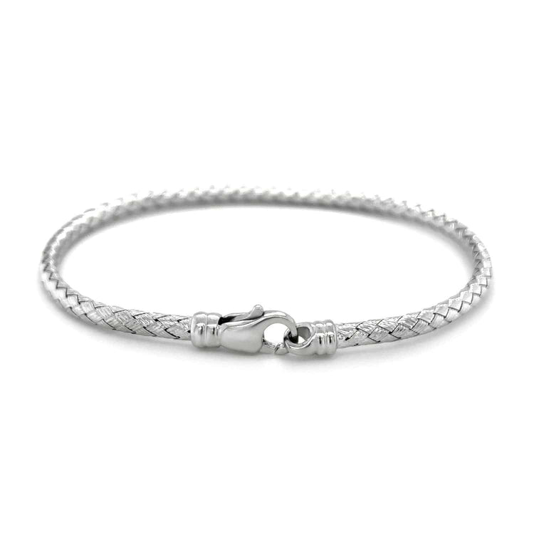 Fancy Weave Bangle in 14k White Gold (3.00 mm) |