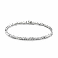 Fancy Weave Bangle in 14k White Gold (3.00 mm) | - Forever in Harmony