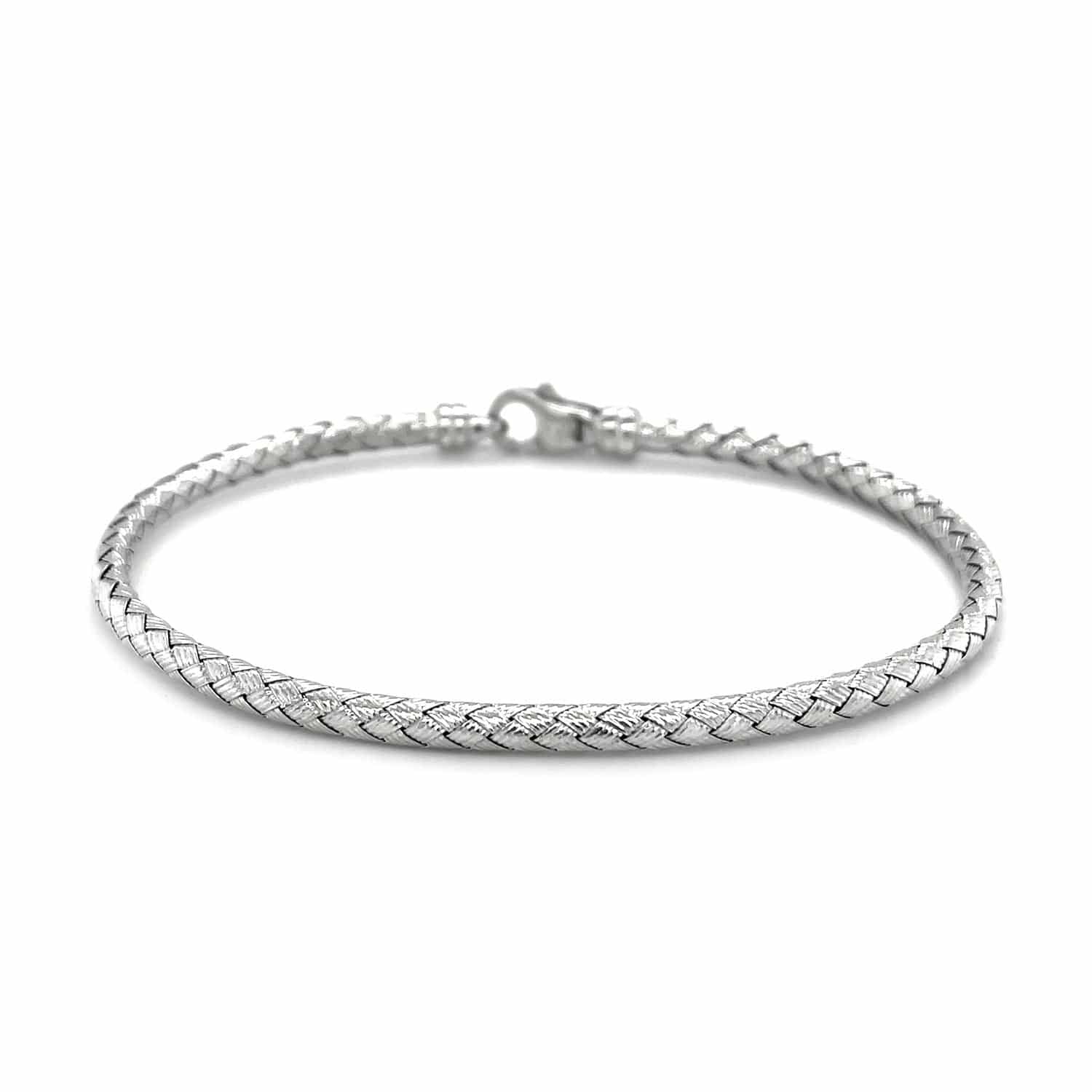 Fancy Weave Bangle in 14k White Gold (3.00 mm) | 7.25'' - Forever in Harmony