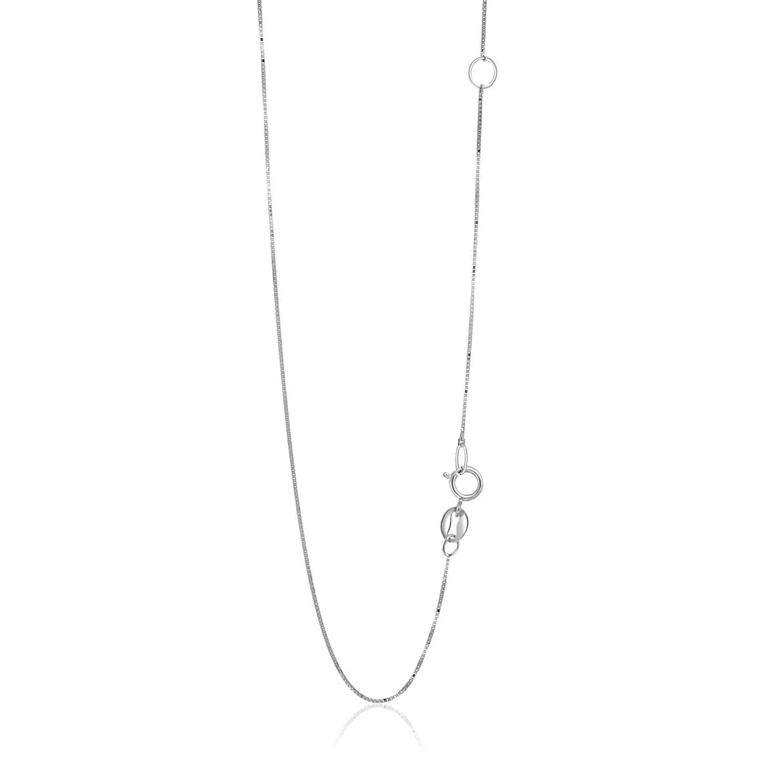 14k White Gold Adjustable Box Chain (0.60 mm) - Forever in Harmony